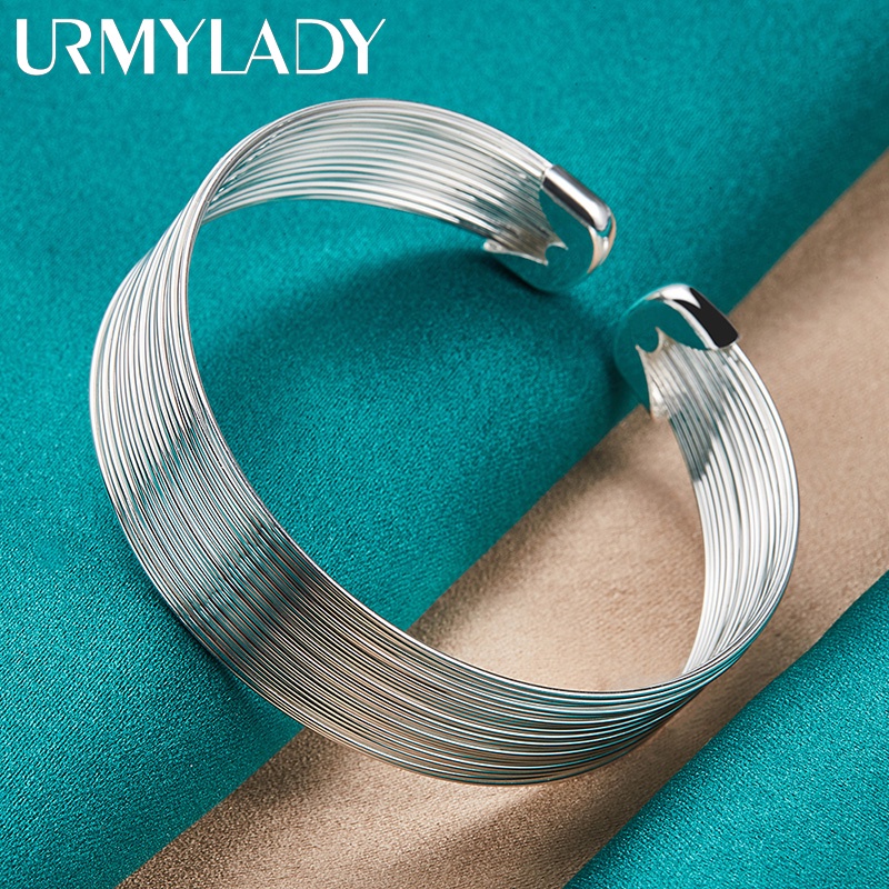 Urmylady สร้อยข้อมือเงินสเตอร์ลิง 925 คอยล์เปิด เครื่องประดับแฟชั่น สําหรับผู้หญิง งานแต่งงาน