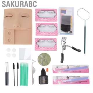 Sakurabc Eyelash Extension Kit  Reusable Mannequin Head Lashes Grafting Training Set 3 in 1  for Makeup