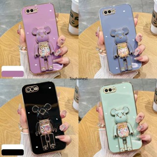 เคส OPPO Realme C1 เคส Realme C2 Cover Realme 2 Pro V23 เคส Realme V5 Q2 Case Realme X7 Pro Case เคสโทรศัพท์มือถือ ซิลิโคนนิ่ม ลายการ์ตูนหมีน่ารัก พร้อมขาตั้ง สําหรับ