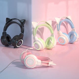 NEWMINE รุ่น SY-G35 หูฟังแมว หูฟังเกมมิ่ง Gaming Headset หูฟังคอม รูปหูแมว Hifi พร้อมไมโครโฟนตัดเสียงรบกวน มีไฟ RGB