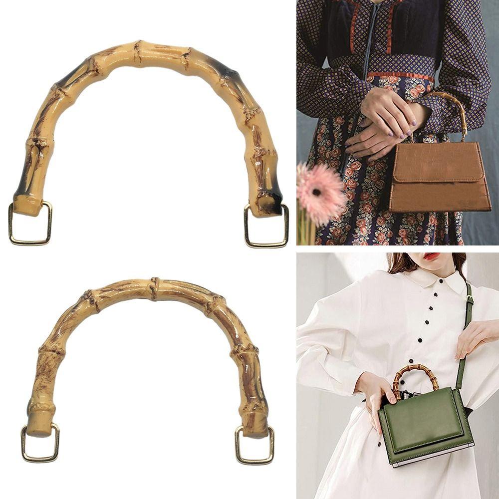 Roxul Bamboo Bag Handles Handmade With Buckle Bag Accessories Gift Box Handle Shoulder Bag Strap