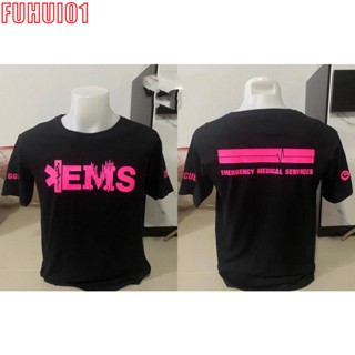 (Fuhui01) เสื้อ EMS สกรีนสีนีออนชมพู