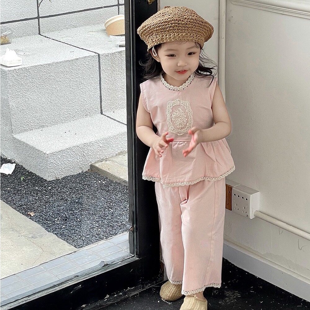PRETTY BABY พร้อมส่ง ชุดเซ็ต2ชิ้นเสื้อกางเกง ชุดเซ็ตสำหรับเด็กผู้หญิง ชุดเเฟชั่นสำหรับเด็ก(790)