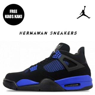 Air Jordan 4 เกมย้อนยุค สีดํา น้ําเงิน QO0P