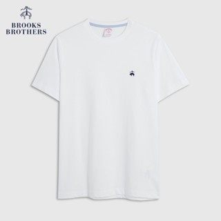 เสื้อยืดแขนสั้นลําลอง คอกลม ผ้าฝ้าย ลาย Brooks Brothers สไตล์อเมริกัน สําหรับผู้ชาย