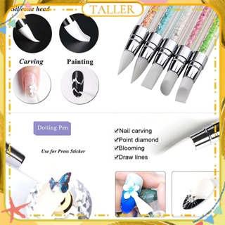 ✧Ready Stcok Nail Art Double-headed Hollow Engraving Embossing Pen Super Soft Silicone Nail Gel Tip Pen Acrylic Manicure Tool For Nail Shop TALLER