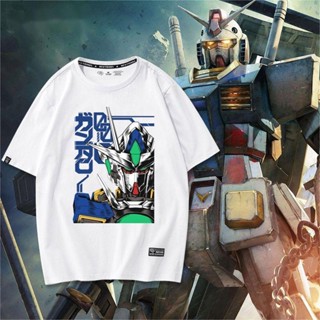 Gundam โมบิลสูทกันดั้มแขนสั้นเสื้อยืดแขนสั้นอะนิเมะกันดั้มฤดูร้อนใหม่ผ้าฝ้ายแขนสั้น 100%