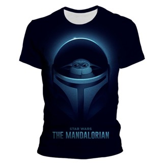 ใหม่ เสื้อยืดแขนสั้น พิมพ์ลาย Yoda Mandalorian 3 มิติ แฟชั่นฤดูร้อน สําหรับผู้ชาย และผู้หญิง