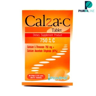 หมดอายุ 26/4/24 CalZa C Tablet แคลซ่า ซี แคลเซียม แอล- ทรีโอเนต 750 mg. + ซี ชนิดเม็ด   60 เม็ด [PLine]