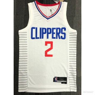 เสื้อกีฬาแขนกุด ลายทีม NBA Los Angeles Clippers No.2 LEONARD สีขาว สไตล์คลาสสิก พลัสไซซ์