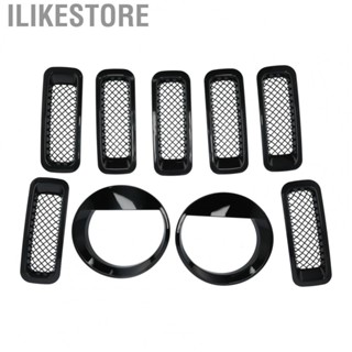 Ilikestore Front Mesh Grille Inserts Headlight Trim Rings Kit Decoration Fit for  Patriot 2011-2016