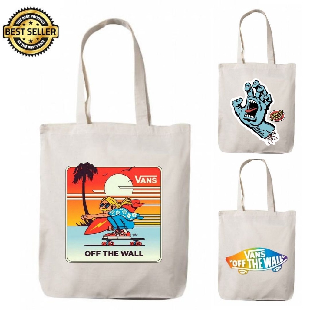 Vans off the wall Santa Cruz Tote Bag Katsa Canvas กระเป ๋ าผู ้ หญิงคุณภาพสูง 6SJS