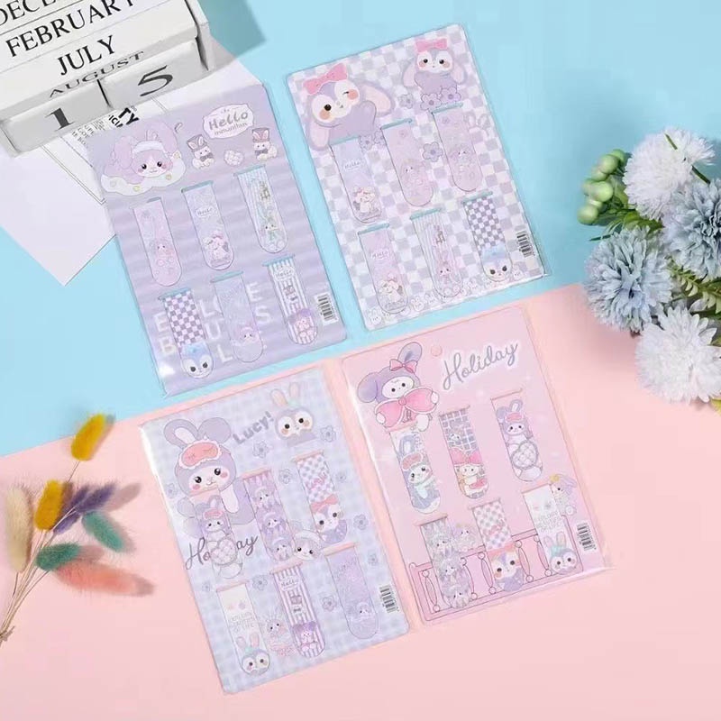 ที่คั่นหนังสือ แบบแม่เหล็ก ขนาดเล็ก ลายการ์ตูน แบบสร้างสรรค์ เครื่องเขียน สําหรับนักเรียน จํานวน 6 ชิ้น