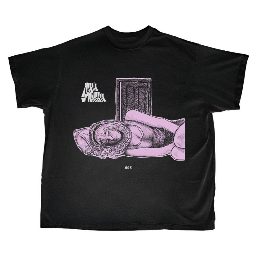 คอกลม เสื้อยืดโอเวอร์ไซซ์ พิมพ์ลาย Art of Damnation Arctic Monkeys 505 สีดํา | สีดํา | เสื้อท็อป | เ