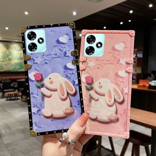 เคสโทรศัพท์มือถือแบบแข็ง ทรงสี่เหลี่ยม กันกระแทก ลายดอกกุหลาบ กระต่าย มีลายด้านข้าง แฟชั่น สําหรับ INFINIX HOT 30Play 30i HOT30 INFINIX HOT 30i HOT30i