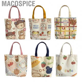 Macospice Women Canvas Cloth Bag  Soft Shopping Cartoon Pattern Cute for Daily Girls