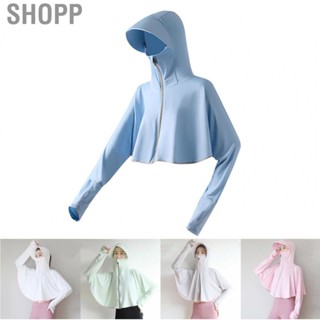 Shopp Hoodie Sun Shirt  Zipper Up Ice Silk Hair Hole Wave Hem for Woman Running