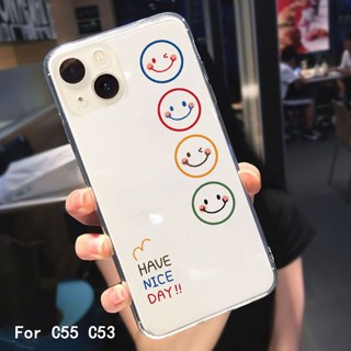 เคสโทรศัพท์มือถือ ซิลิโคนนิ่ม ใส กันกระแทก ลายการ์ตูนหน้ายิ้ม สําหรับ Realme C53 C55 C35 C33 C30 C30s C25 C25y C21 C21y C15 C12 C11 C3 5 5i 6 5G 9 10 11 Pro Plus