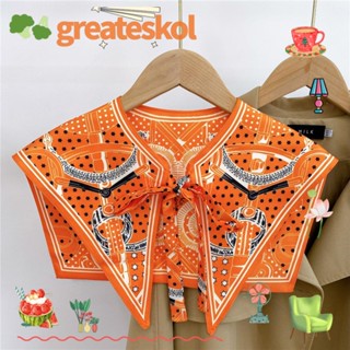 GREATESKOL ผ้าพันคอ คอปก พิมพ์ลาย แบบถอดออกได้ สําหรับตกแต่งเสื้อ