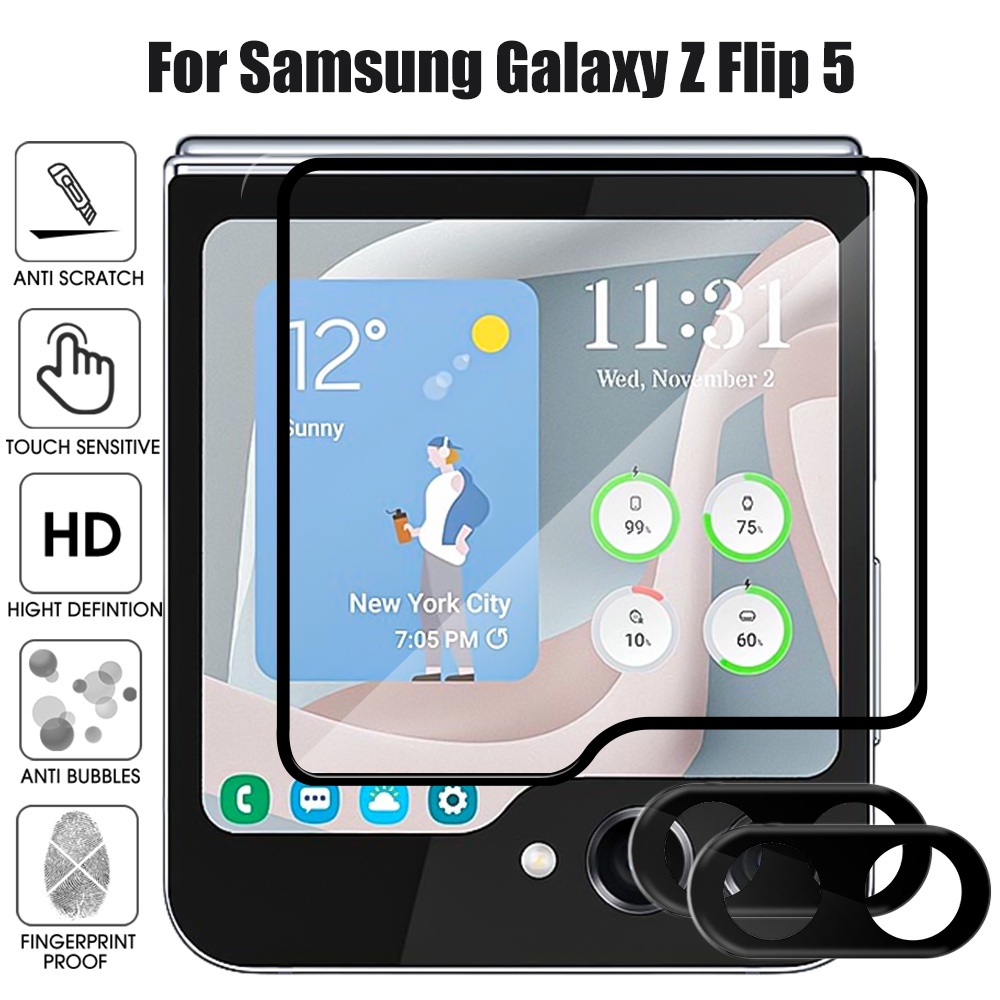1 ชิ้น ป้องกันหน้าจอด้านนอก / เข้ากันได้กับ Samsung Galaxy Z Flip 5 / ฟิล์มกระจกนิรภัยเลนส์กล้อง / ฟิล์มป้องกันสมาร์ทโฟน / ฟิล์มกันรอยหน้าจอ HD ป้องกันรอยขีดข่วน