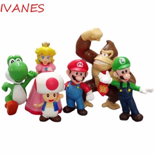 IVANES โมเดลฟิกเกอร์ รูปปั้นเห็ด Mario Super Mario Bros ของเล่นสําหรับเด็ก