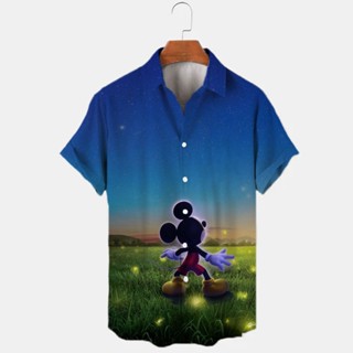 เสื้อเชิ้ต คอปก พิมพ์ลาย Disney Donald Duck Mickey And Minnie 3 มิติ ขนาดใหญ่ แฟชั่นฤดูร้อน สําหรับผู้ชาย