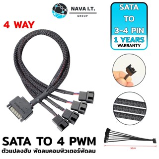 COINSคืน15%⚡FB9JMZV6⚡ (875) NAVA IT สาย SATA1 ออก PWM4 (4 ต่อ) พัดลมคอมพิวเตอร์พัดลม SPLITTER ตัวแปลงฮับ ประกัน 1 ปี