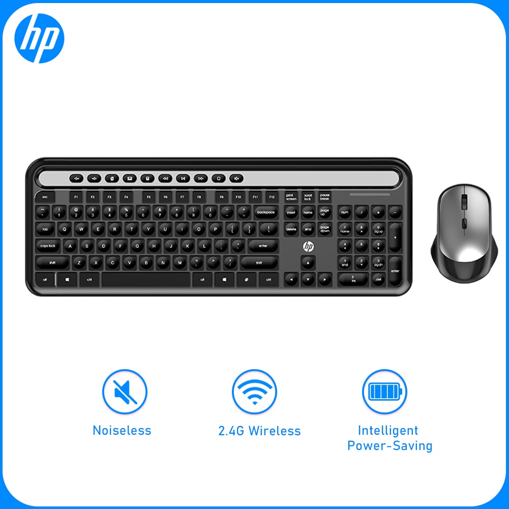 HP CS500 ชุดคีย์บอร์ดและเมาส์ไร้สาย คีย์บอร์ดคีย์บอร์ดรูปตัว S ไร้สาย 2.4G เมาส์ไร้สายสําหรับ บ้านสํ