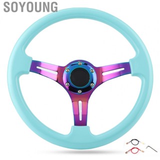 Soyoung auto decals 6‑ Racing Steering Wheel Replacement 350mm Dia Universal Deep Dish Light Blue  car accessories