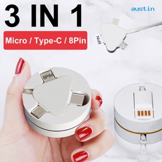 Ay- สายชาร์จ อเนกประสงค์ 3 in 1 8-pin Micro USB Type-C สําหรับ iOS