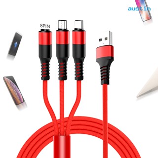 Ay- สายชาร์จโทรศัพท์มือถือ 2.4A Micro USB Type-C 8Pin อเนกประสงค์ 3-in-1