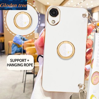 เคสโทรศัพท์มือถือ ลายต้นไม้ Gloden พร้อมขาตั้ง และสายคล้อง สําหรับ Samsung Galaxy A03 Core