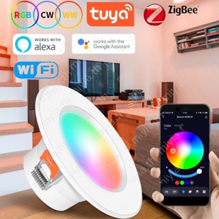 Tuya โคมไฟติดเพดานอัจฉริยะ 15W RGB+CW ควบคุมด้วยเสียง APP พร้อม Alexa Google Home