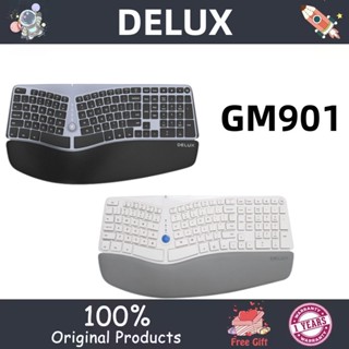 Delux GM901 คีย์บอร์ดบลูทูธไร้สาย ตามหลักสรีรศาสตร์ เสียงเงียบ สําหรับโน้ตบุ๊ก สํานักงาน