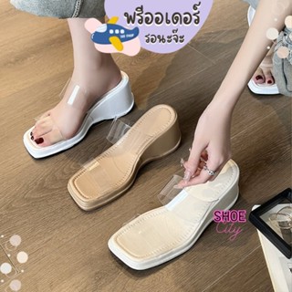 รองเท้าแตะ 35-40 ส้นเตารีด ส้นสูง 3 นิ้ว ใส่นิ่ม เบาสบาย คาดยางใส รองเท้าผู้หญิง ขายดี ลด 50%   BB159