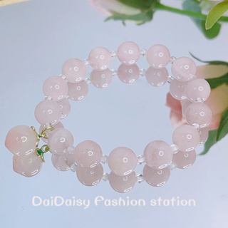 Daidaisy √♥ สร้อยข้อมือ ประดับลูกปัดคริสตัล สีชมพู เหมาะกับฤดูใบไม้ผลิ และฤดูร้อน สําหรับผู้หญิง และนักเรียน