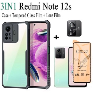 เคสโทรศัพท์มือถือเซรามิค กันกระแทก พร้อมฟิล์มเลนส์กล้อง สําหรับ redmi Note 12s redmi note12s 3 in 1