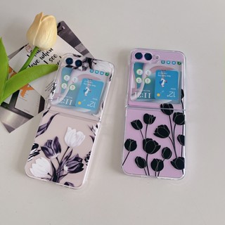 เคสโทรศัพท์มือถือแบบแข็ง ใส กันกระแทก ลายดอกไม้ แฟชั่น สําหรับ Samsung Galaxy Z Flip 5 ZFlip 5 5G