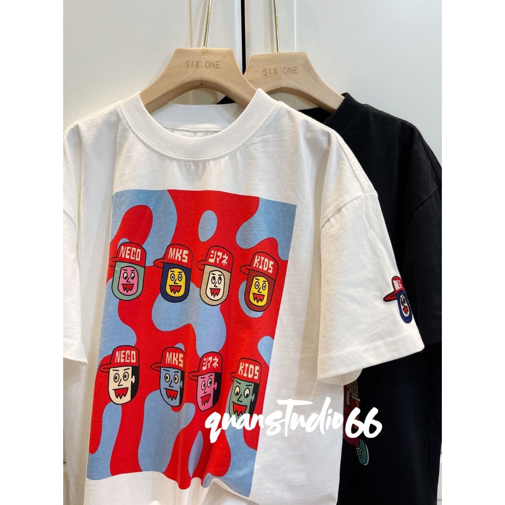 2.3 เสื้อยืดแขนสั้น ผ้าฝ้ายแท้ พิมพ์ลายกราฟฟิติ สีสันสดใส แฟชั่นฤดูร้อน สําหรับเด็กผู้ชาย และเด็กผู้หญิง