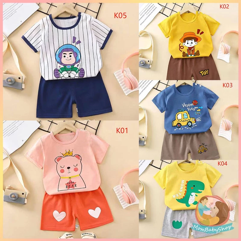 ชุดเเฟชั่นของเด็กสองชิ้นลำลองใส่สบาย ผ้านิ่มมาก ชุดเซ็ทเด็กน้อยเเขนสั้นขาสั้น ชุดเซ็ทเเฟชั่น