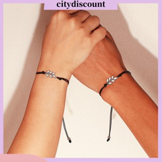 &lt;citydiscount&gt; สร้อยข้อมือ จี้ใบไม้เรืองแสง แฮนด์เมด ปรับได้ สีฟ้าอ่อน เครื่องประดับ สําหรับตกแต่ง 2 ชิ้น