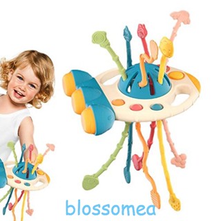 Blossomea ของเล่นดึงสายเครื่องบิน พร้อมปุ่มกด แบบนิ่ม ยืดหยุ่น สําหรับเด็ก