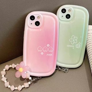 เคสโทรศัพท์มือถือ ลายดอกไม้ ไล่โทนสี พร้อมสายคล้องข้อมือ สําหรับ iPhone 14 Pro Max Plus 13 12 mini 11