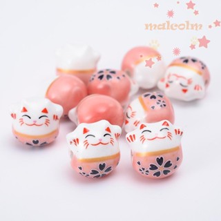 MALCOLM ลูกปัด รูปแมวนําโชค แนวนอน หลากสี สําหรับทําสร้อยข้อมือ