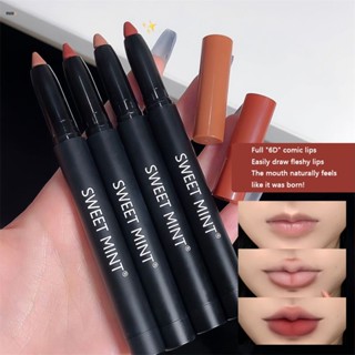 Sweetmint ลิปบาล์ม ลิปสติก ปากกา โครงร่าง รูปทรงริมฝีปาก ผิวกระจ่างใส ลิปสติกการ์ตูน 6d แบบไม่ติดถ้วย nuuo