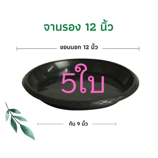 กระถางต้นไม้พลาสติก กระถางต้นไม้ กระถาง สีดำ สีขาว 12 นิ้ว 5ใบ ราคาส่ง