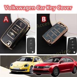 เคสกุญแจรีโมทรถยนต์ TPU สะท้อนแสง สีโครเมี่ยม สําหรับ Volkswagen POLO TIGUAN PASSAT GOLF