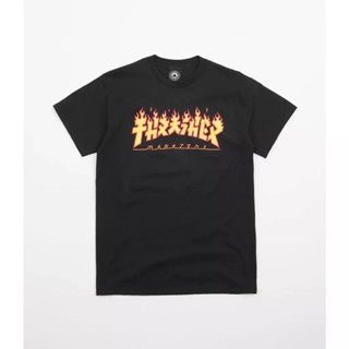 เสื้อยืด ลาย Thrasher GODZILA FLAME สีดํา