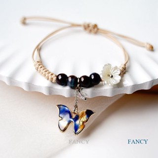 Fancy 1 ชิ้น สไตล์เกาหลี ใหม่ สร้อยข้อมือ ปรับได้ แฟชั่น ผีเสื้อ เชือกสีดํา สร้อยข้อมือมือ ของขวัญสําหรับผู้หญิง