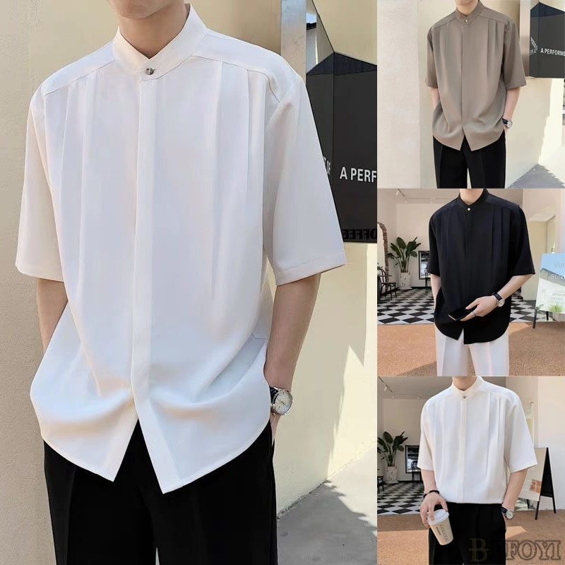 เสื้อยืดแขนสั้นลําลอง ผ้าเรยอน สีพื้น แฟชั่นฤดูร้อน สําหรับผู้ชาย XY0647